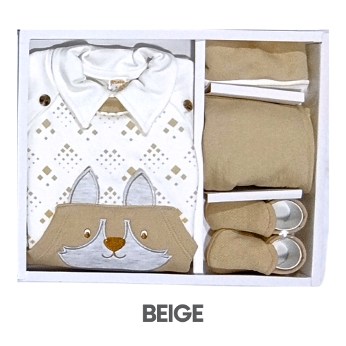 CAJA GERINAYES JACKARD MODELO CHAQUETA ZORRITO FONDO CREMA