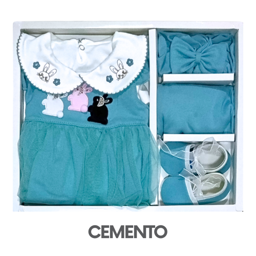CAJA GERINAYES PIMA MODELO VESTIDO TUTU TRES CONEJAS (3UNID X S/90)