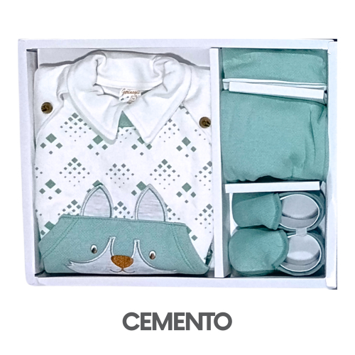 CAJA GERINAYES JACKARD MODELO CHAQUETA ZORRITO FONDO CREMA