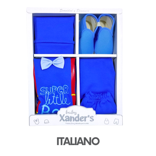 CAJA XANDER PIMA CON ZAPATO MODELO SUPER LITTLE BOY (3UNID X S/45)