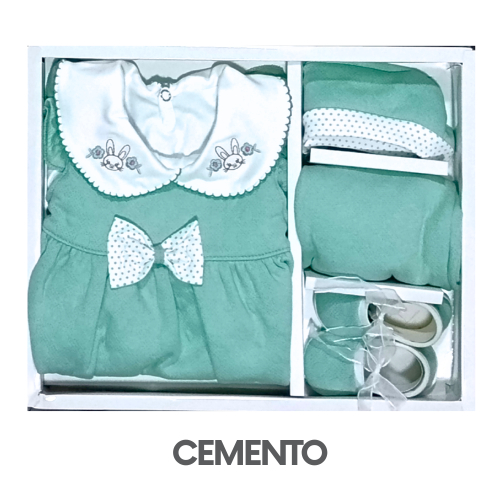 CAJA GERINAYES JACKAR MODELO VESTIDO LAZO TRES CONEJAS (3UNID X S/105)