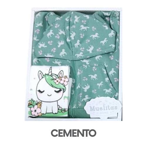 CAJA MUELITAS FRANELA MODELO UNICORNIO TALLA 4 (3UNID X S/150)