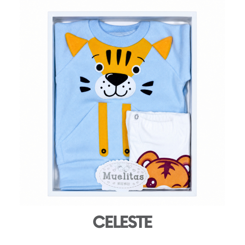 CAJA MUELITAS PUNTO INGLES MODELO TIGER BEBE TALLA 2 (3UNID X S/150)